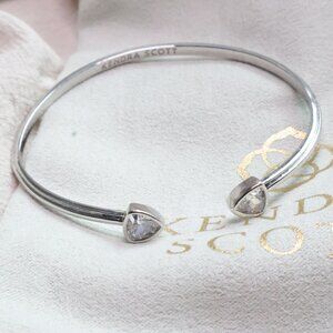 Kendra Scott Arden Silver Cuff Bracelet White Crystal Elegant Jewelry New